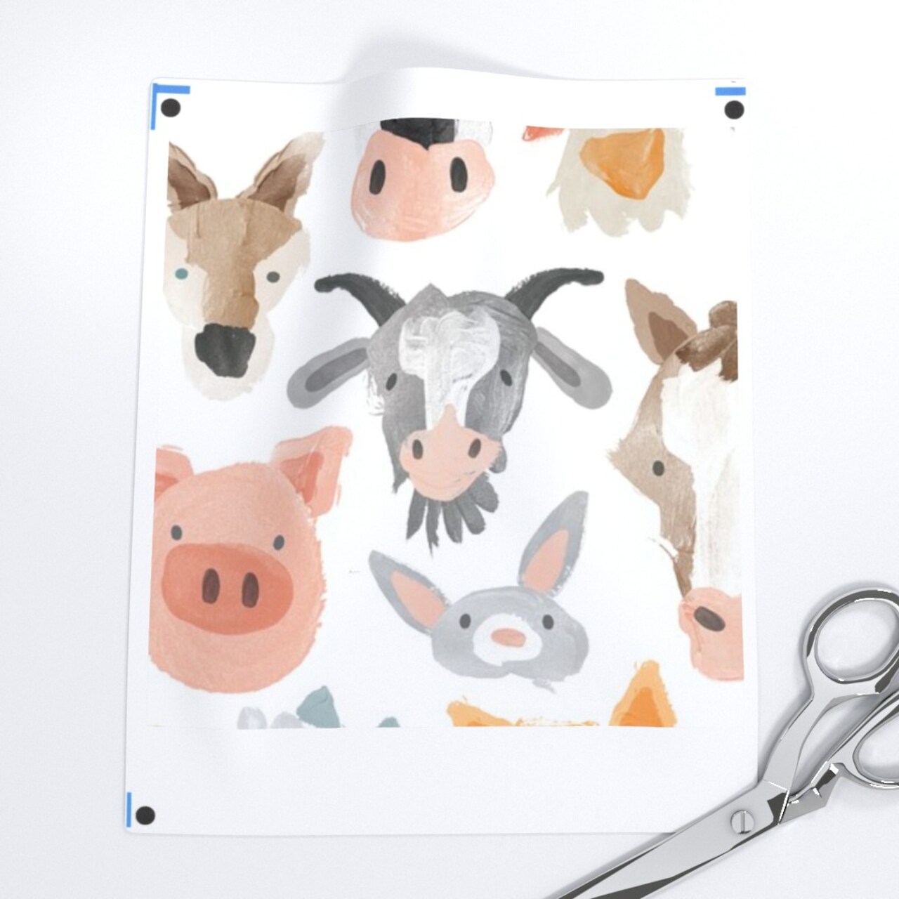 Farm Animals Cute Barnyard Watercolor Whimsical Custom Printed Fabric by Spoonflower Various Fabrics by the Yard or Fat Quarter